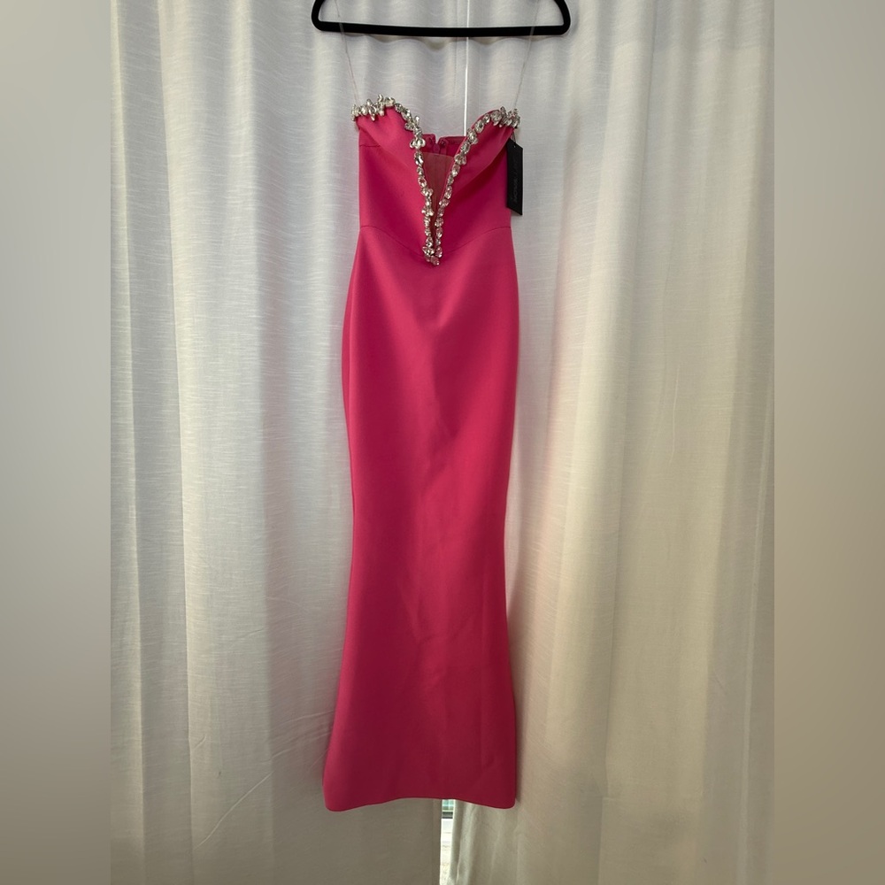 Fashion Nova Odessa Embellished Bandage Gown Pink Strapless Maxi | NWT Size S - Picture 6 of 17